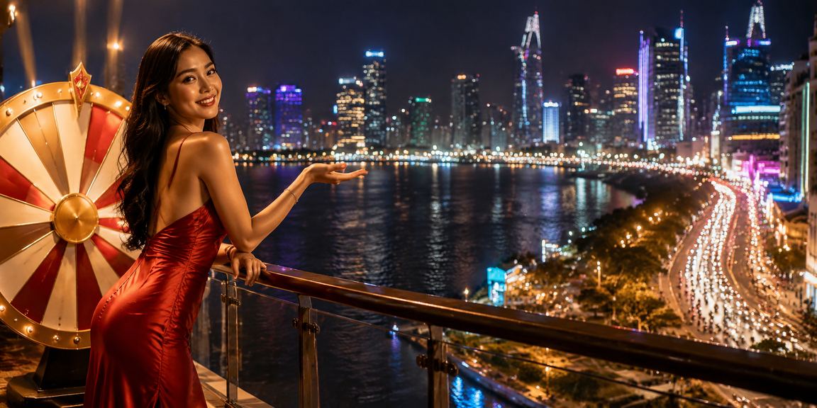 Không gian giải trí casino hiện đại tại Việt Nam với ánh đèn lung linh và bàn chơi bài